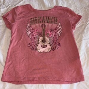Place Pink 'Dreamer' Graphic Tee with Guitar and Wings